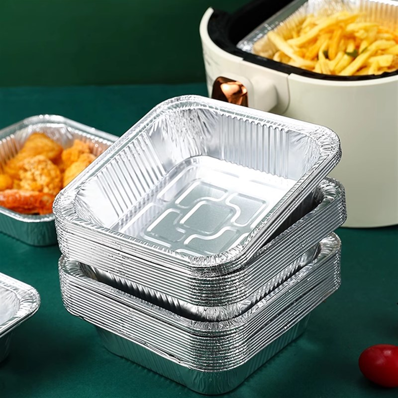空气炸锅锡纸碗家用方形锡纸盘烤箱专用锡纸烘焙烧烤食品级锡纸盒