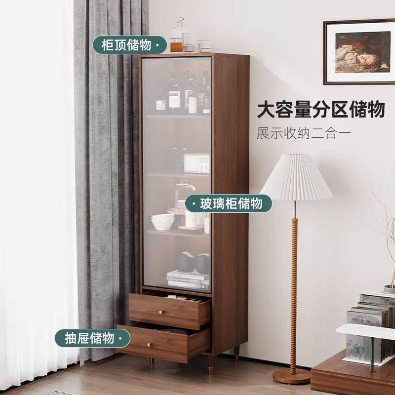 玻璃酒柜展示柜小型落地柜实木酒柜白酒储藏柜客厅靠墙家用置物架