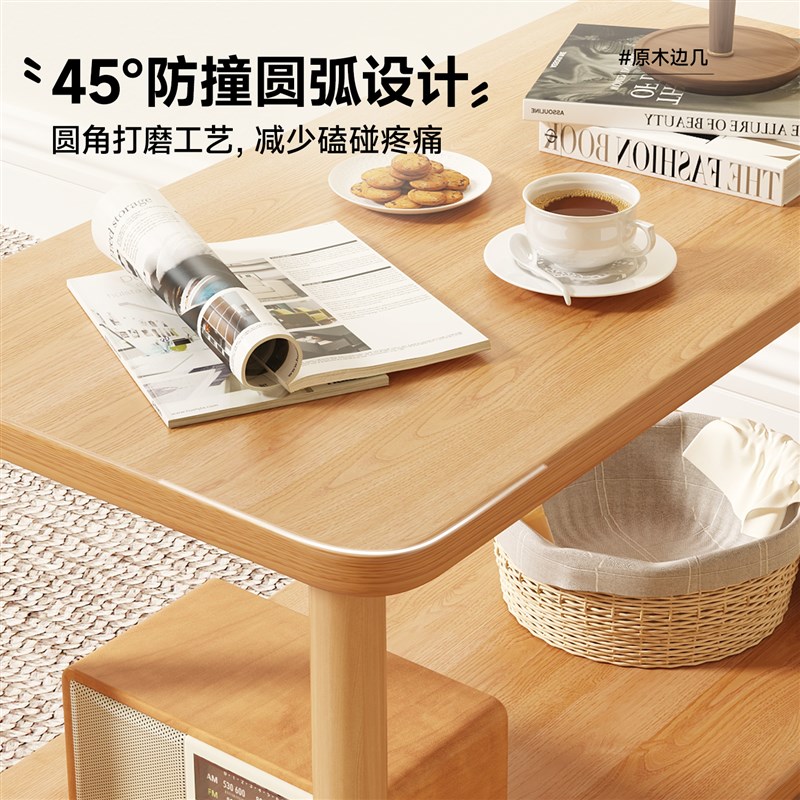 沙发边柜侧边柜中古风边几小桌子边桌正方形茶几床头柜子阳台茶桌