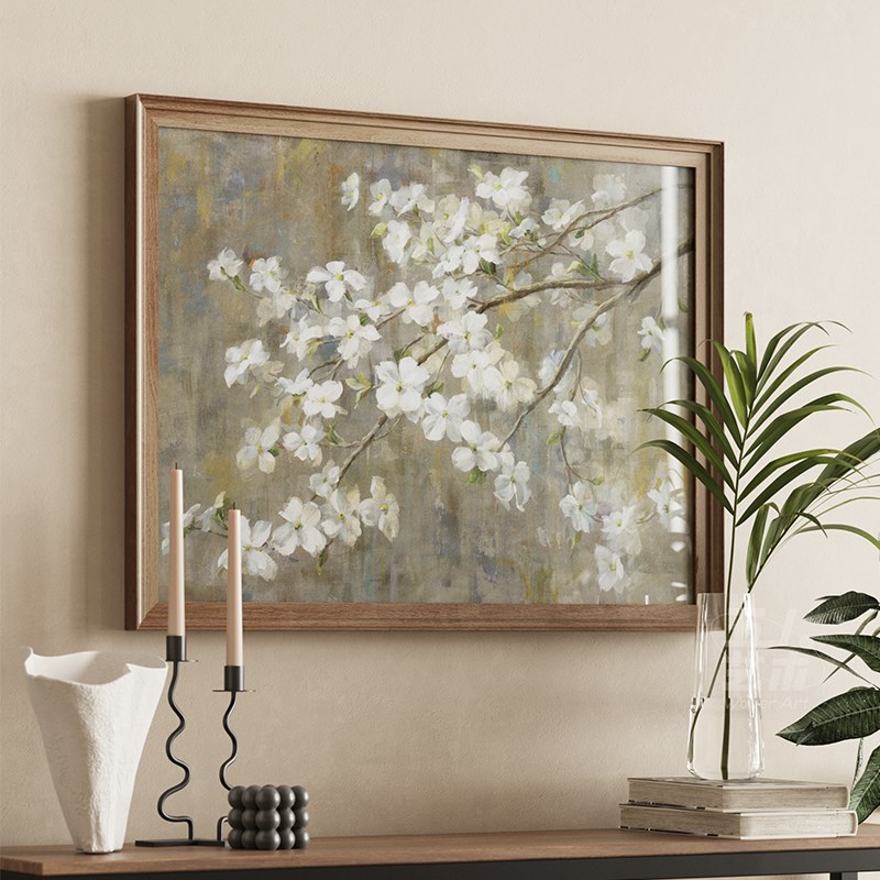 轻奢复古风客厅装饰画法式玄关餐厅挂画绿色花卉中古卧室床头壁画图片