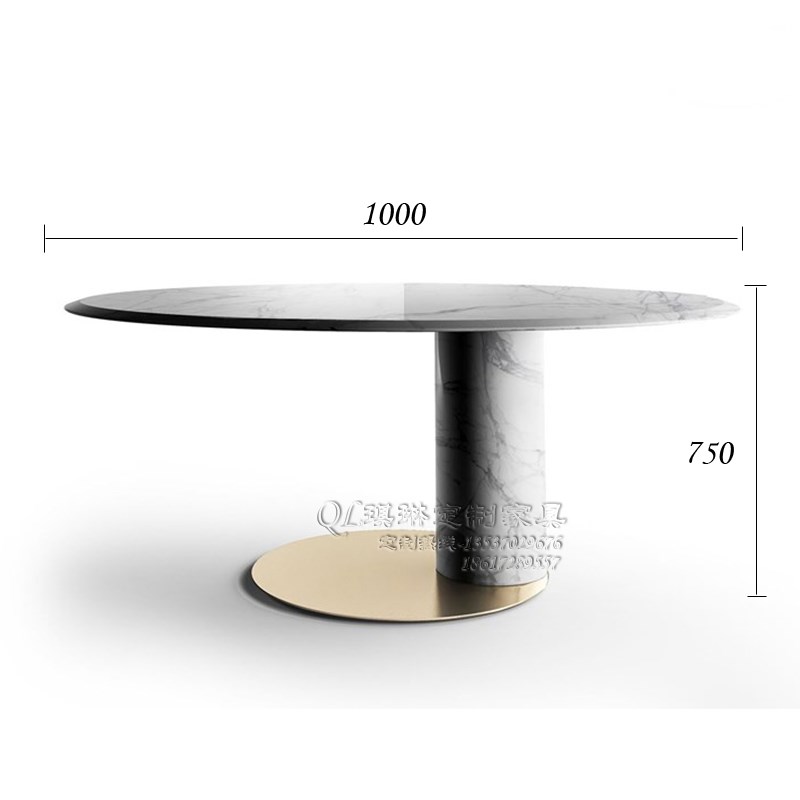 轻奢现代简约客厅大理石圆桌沙发边几茶几样板间售楼部洽谈桌