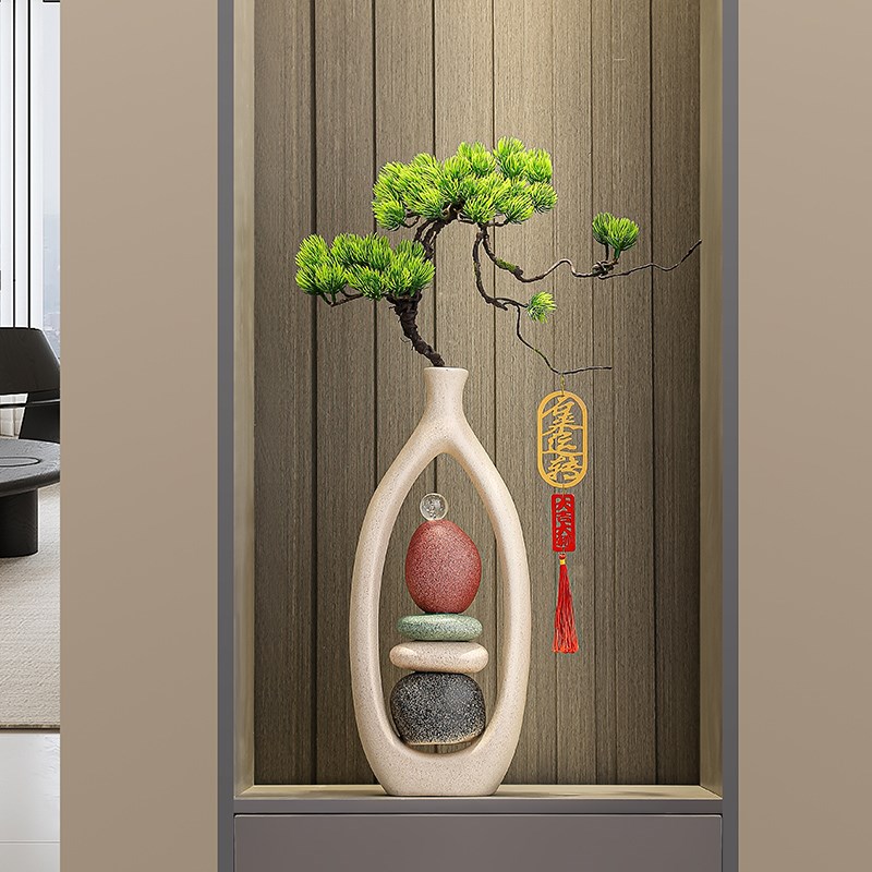 时来运转落地花瓶摆件玄关客厅电视柜壁龛轻奢插花装饰品乔迁新居
