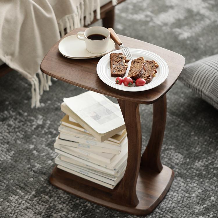 北美黑胡桃木沙发边几全实木榫卯客厅卧室可移动角几北欧创意方桌