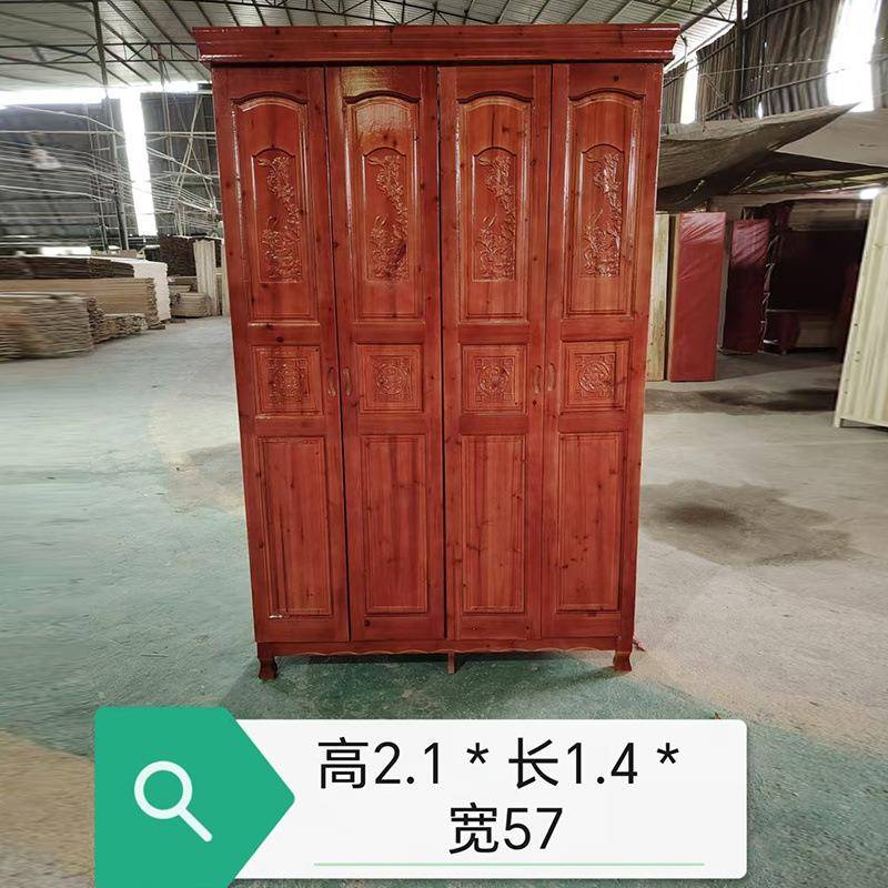 中式全实木杉木衣柜家用卧室六门四门衣柜农村乡下大容量储物衣橱