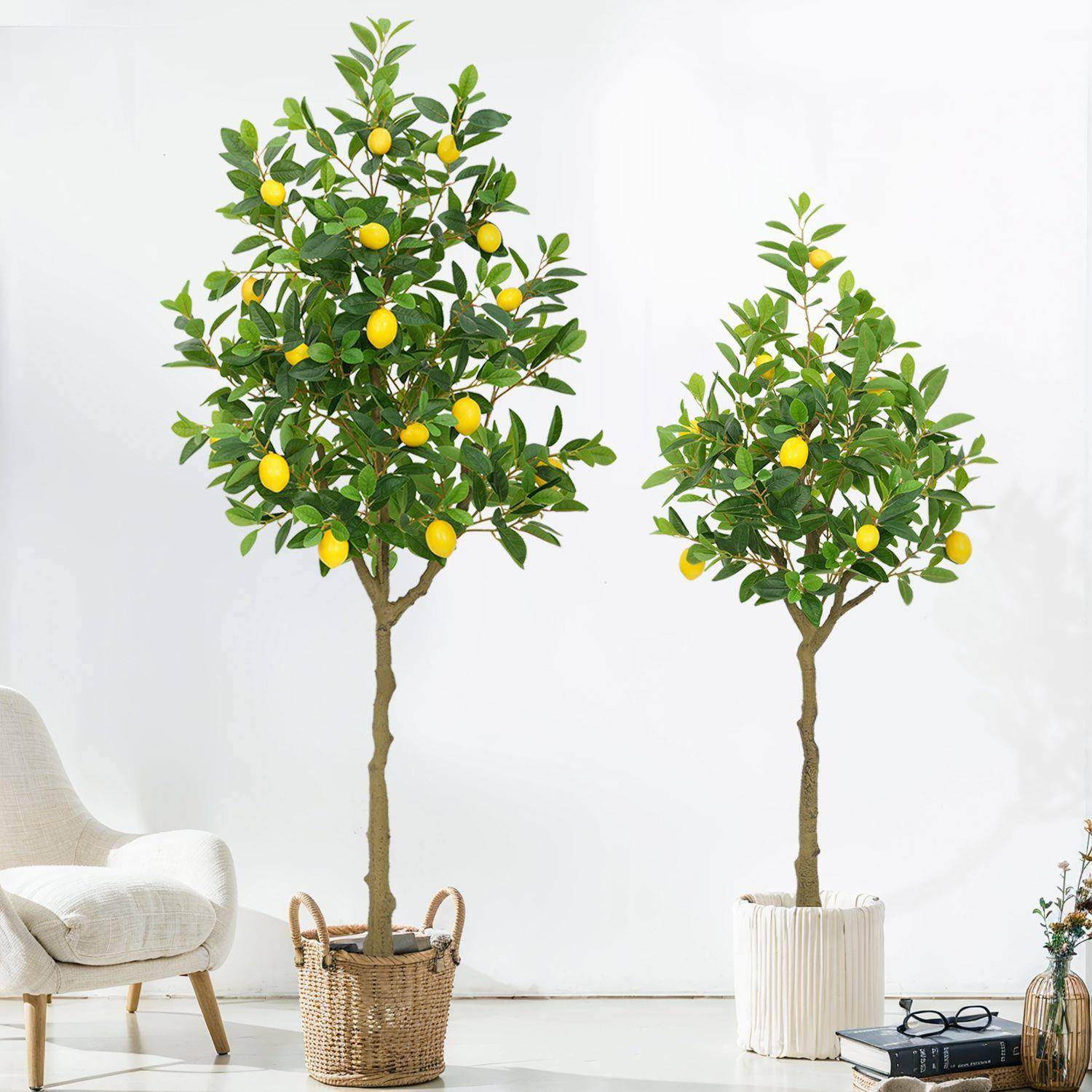 高端轻奢仿真绿植柠檬树室内客厅装饰盆栽摆件大型落地假树植物