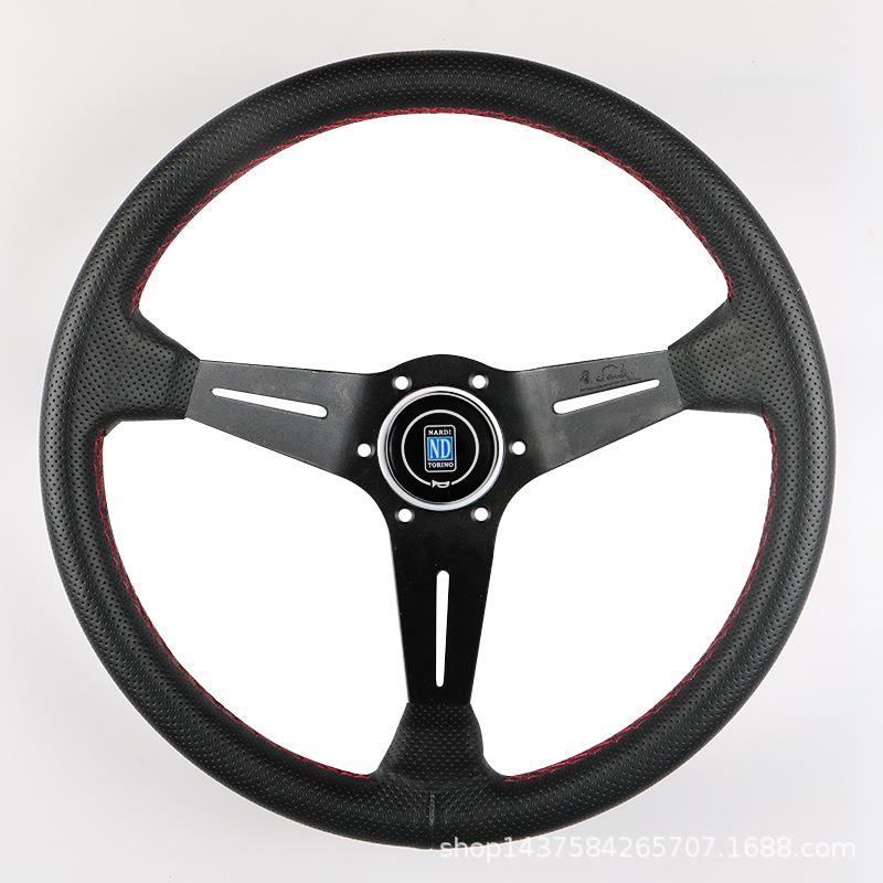 汽车改装方向盘ND14寸铝合金打孔皮大凹架方向盘赛车方向盘