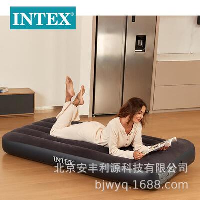 INTEX64141户外野营便携充气垫家用单双人充气床垫植绒气垫充气床