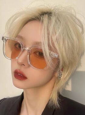 韩版透明茶色方框太阳镜女高级感网红圆脸显瘦小红书同款个性墨镜
