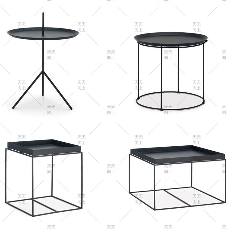 工业风圆形铁艺茶几边几咖啡桌角几欧式网红客厅小户型沙发方形