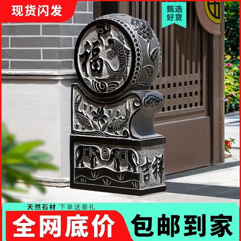 石门家墩抱鼓石一对青别墅庭院入户门口摆石件石墩石JYD-147鼓门