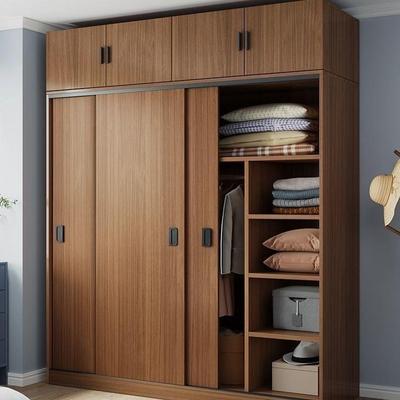 全实木衣柜推拉门卧室家用简约出租房用储物柜子经济型组合大衣橱