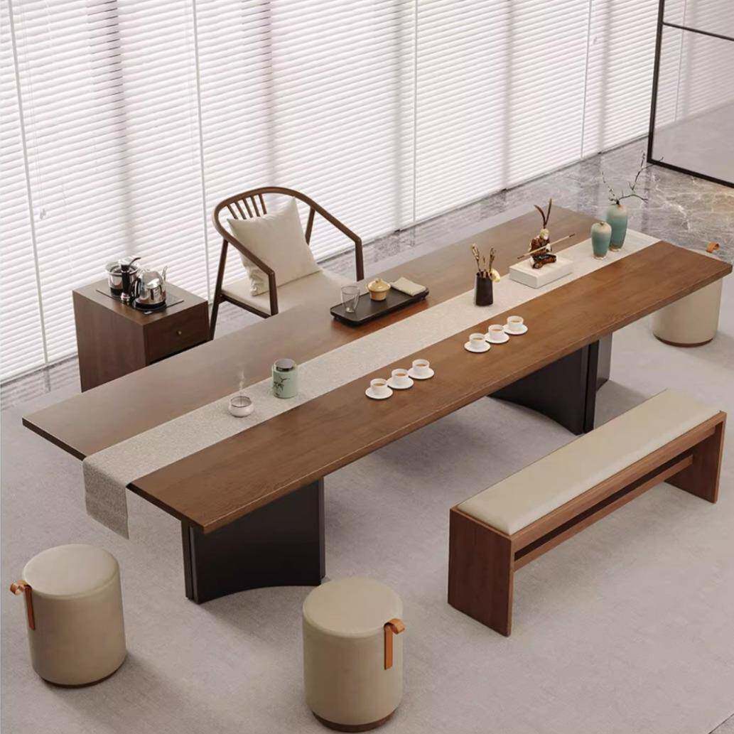 新中式实木大板茶台茶桌椅组合功夫现代简约客厅家用2024新款高端