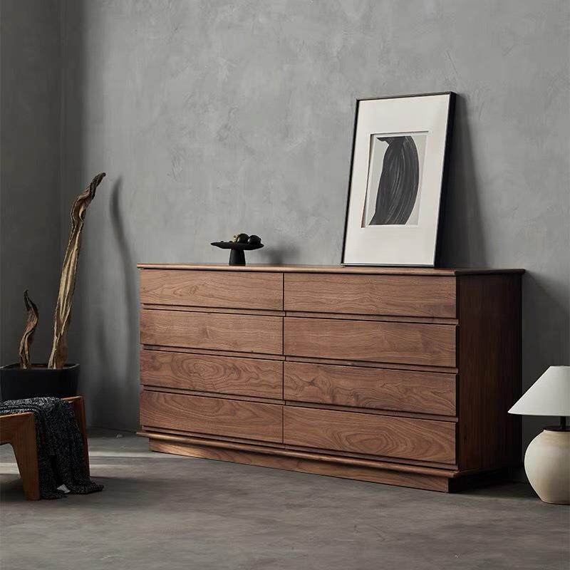北美黑胡桃实木八斗柜卧室客厅靠墙电视柜北欧原木收纳储物抽屉柜