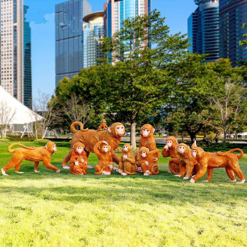 玻璃钢动物仿真猴子雕塑庭院子假山公园景区户外园林景观装饰摆件