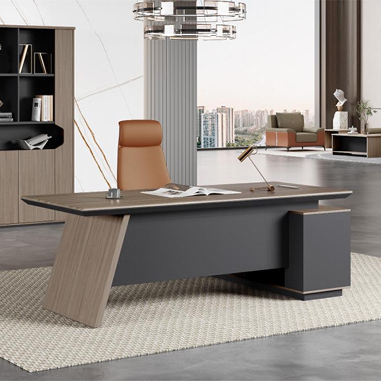 深圳新款总经理办公桌办公班台斜边台面油漆工艺简约精致办公家具