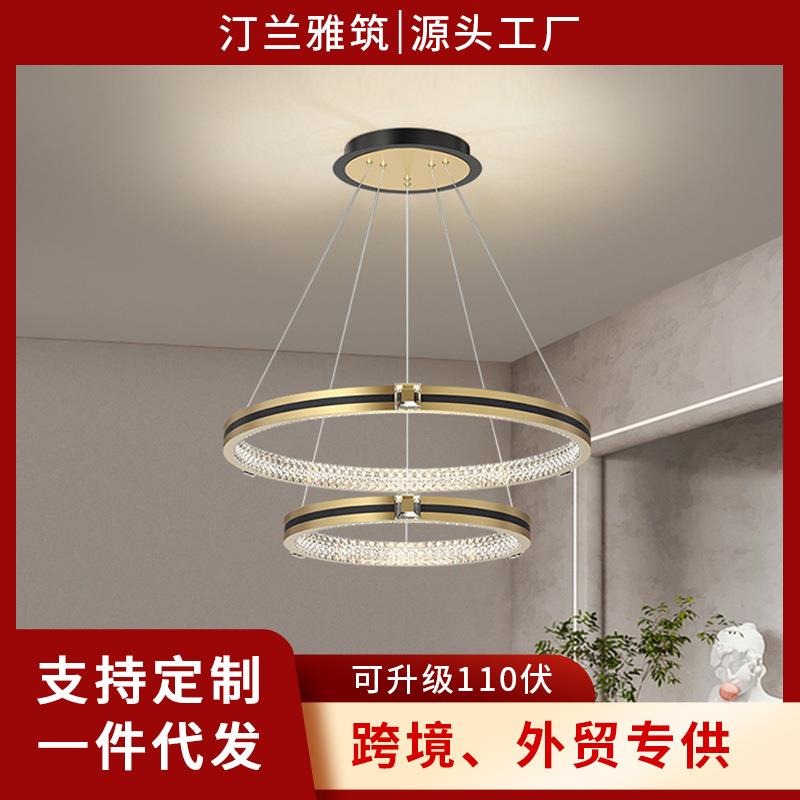 2024年新款餐厅吊灯现代简约客厅饭厅卧室环形楼梯设计师艺术圆形