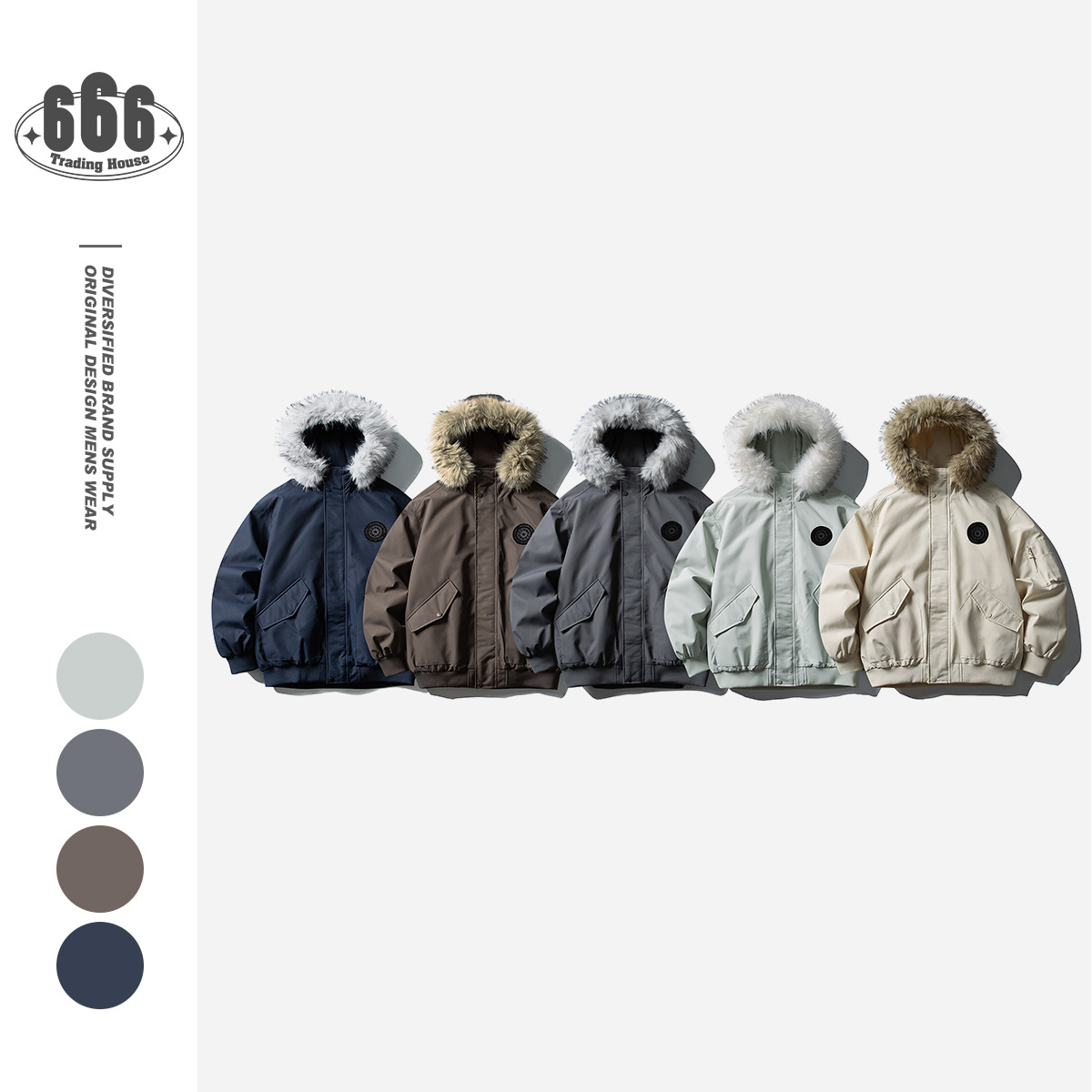 NEOISM美式复古连帽毛领飞行员外套男保暖新国标90羽绒服YR25616