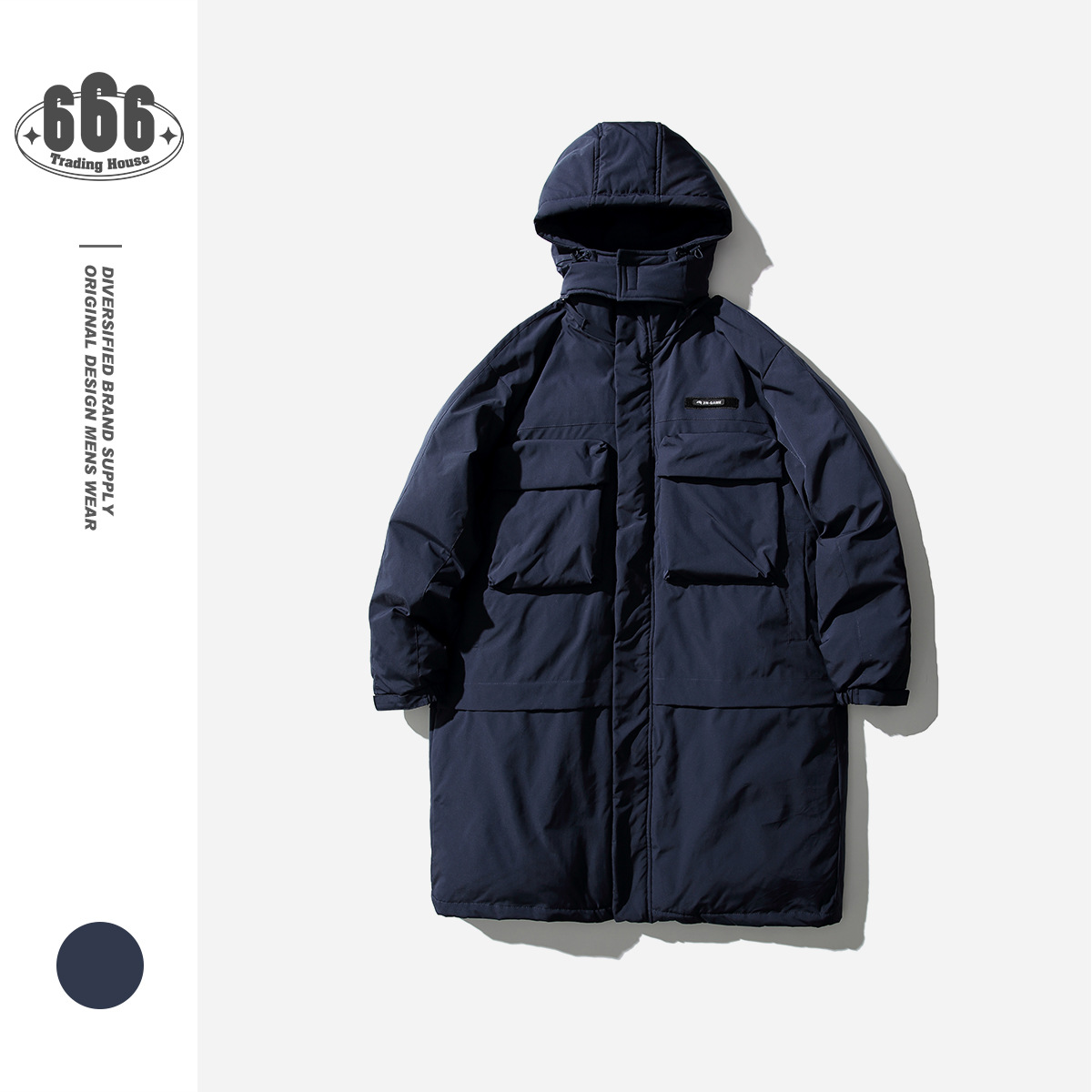 UNDREST冬季新款美式潮流棉服男女长款可拆卸帽大衣风衣外套MA21