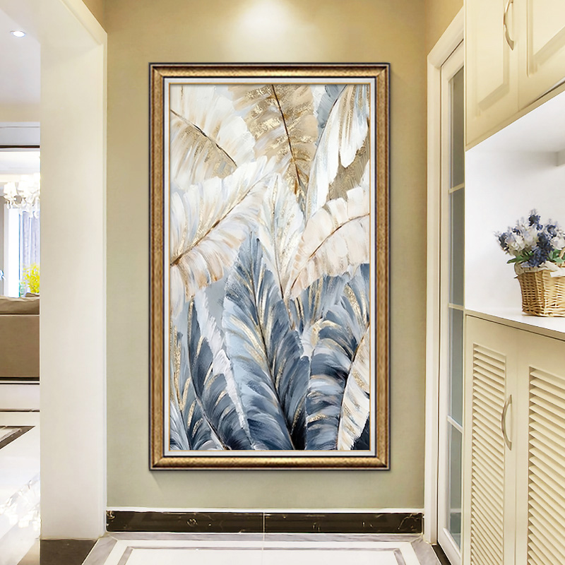 美式植物入户玄关装饰画家大业油画大走廊过道挂画正对门客厅壁画图片