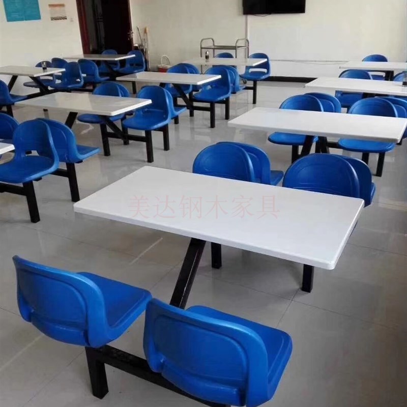 公司食堂餐桌椅4人位连体单位员工食堂餐桌学生餐厅餐桌椅 组合