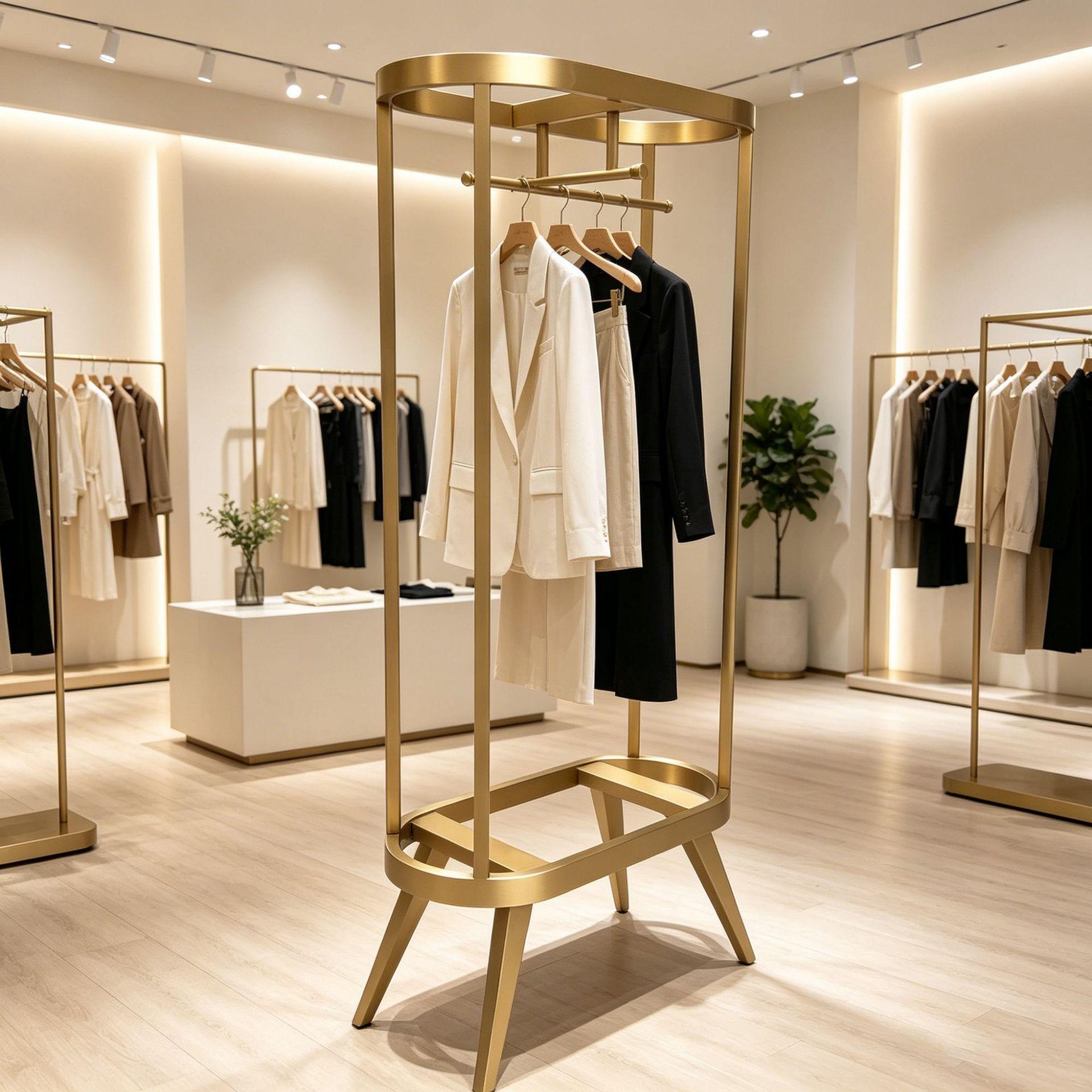 高档服装店货架展示架 落地式男女时装店陈列架 不锈刚中岛架