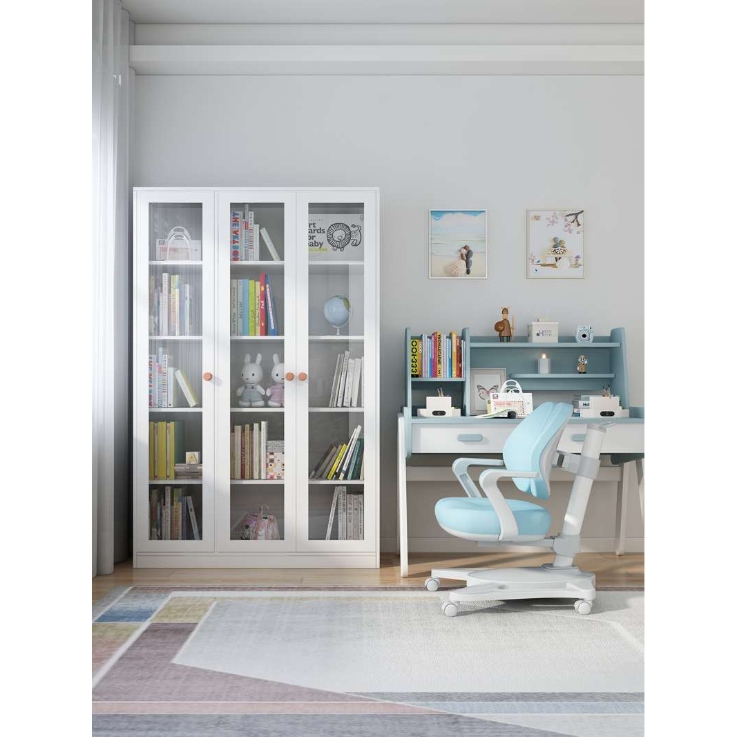 BK9K实木书柜玻璃柜带门儿童书橱落地组合柜防尘书架简约储物