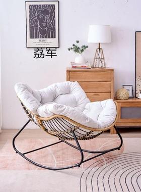 LJ摇摇椅人类狗窝客厅轻奢阳台家用休闲懒人沙发躺椅网红藤编摇椅