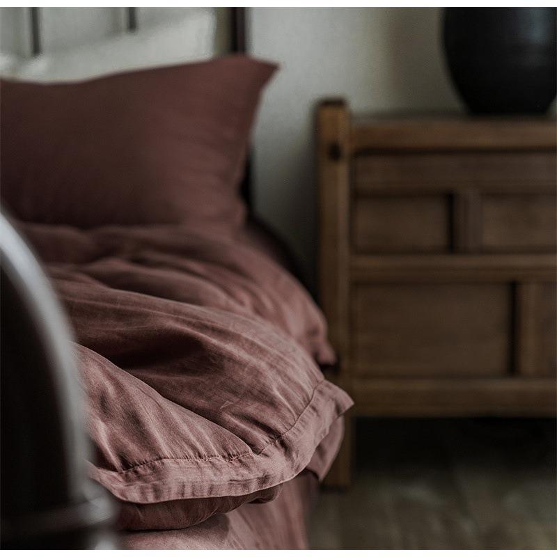 砂洗做旧80支绒感兰精天丝小宽边四件套纯色简约凉感丝滑床笠套件