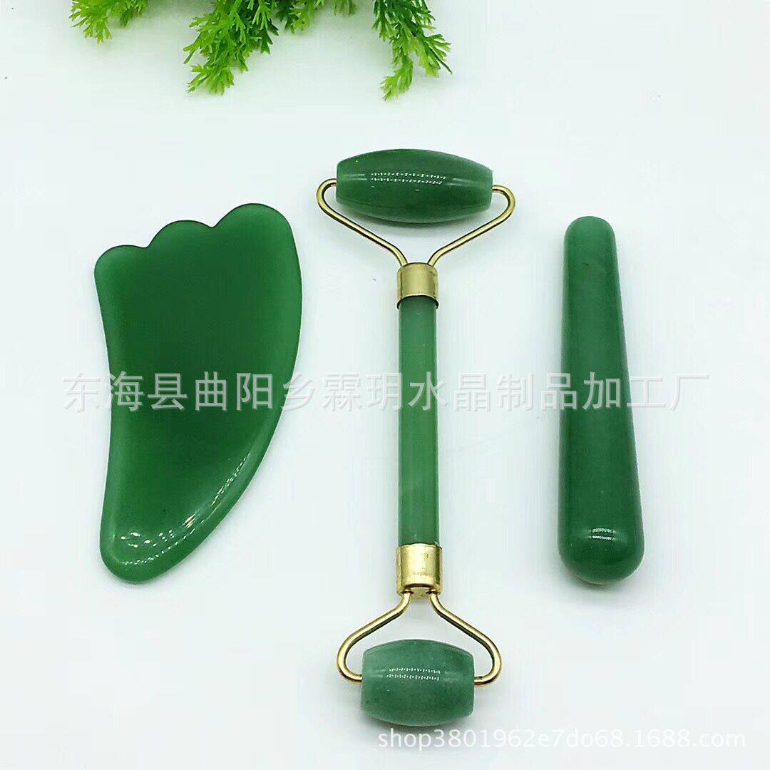 天然东陵玉按摩器、拨筋棒、刮痧板 一套起批 货源充足