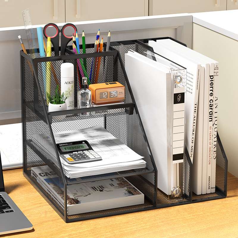 框文件架办公室铁质多层档案收纳盒书架立式文件框桌面文金属文件