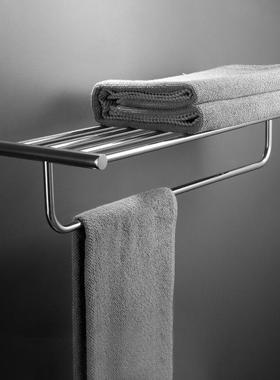 卫生间毛巾架304不锈钢毛巾杆浴室洗手间凉毛巾架子壁挂双杆设计