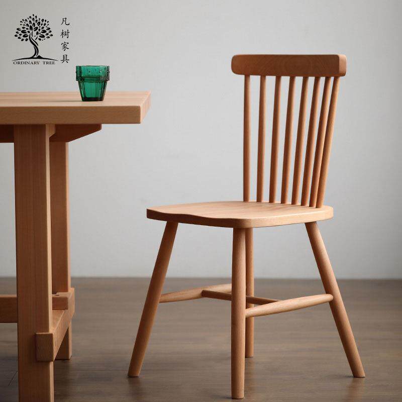 北欧实木家用餐椅餐厅休闲温莎椅简约实木靠背椅单人书桌椅凡树