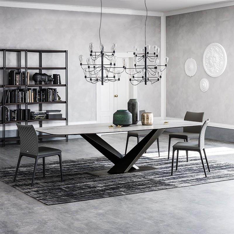 德利丰岩板餐桌椅组合北欧长方形别墅餐台餐桌不锈钢大师设计,3C数码配件,USB灯,淘宝优惠券,粉丝福利购,淘宝优惠卷