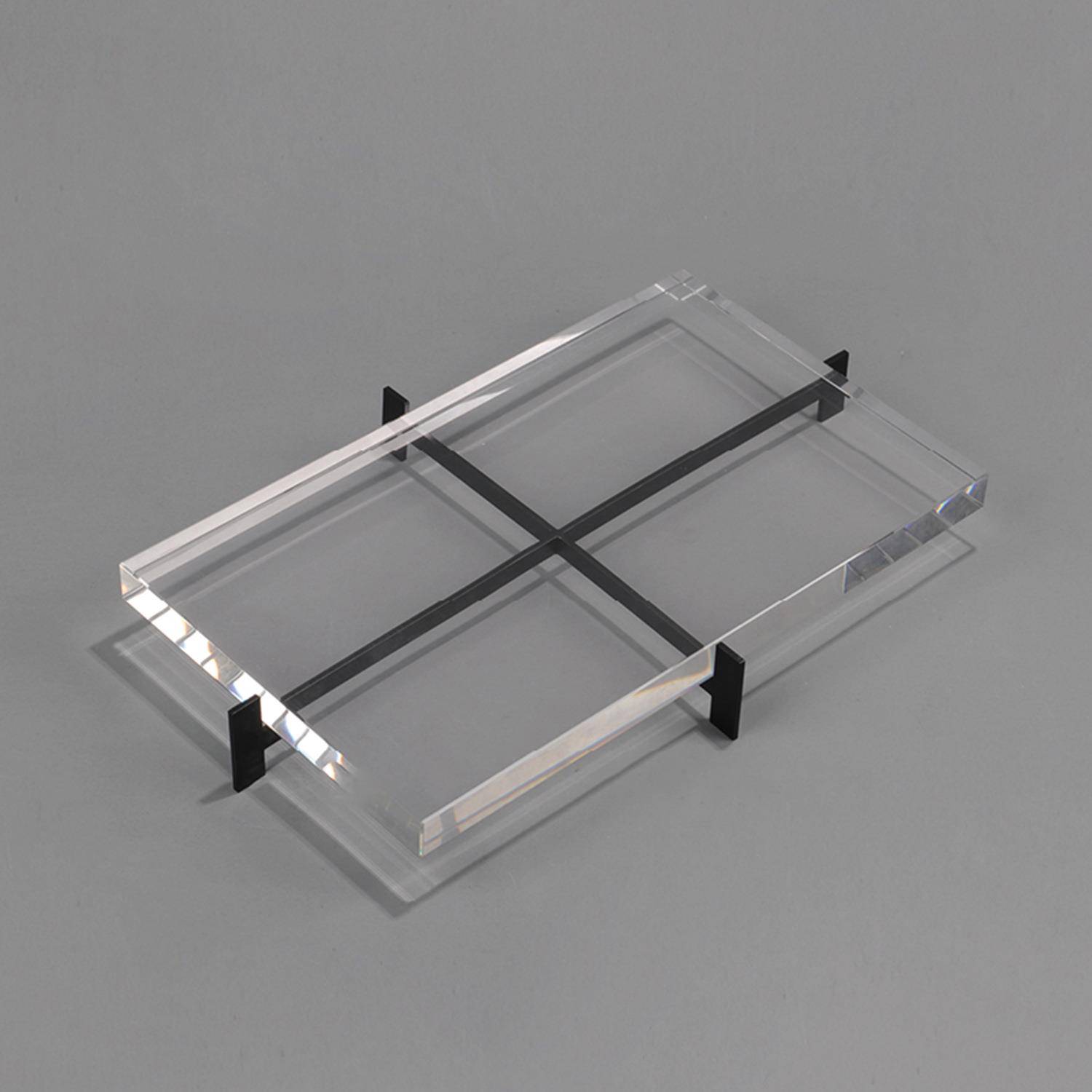 现在简约样板间透明水晶方形托盘售楼处客厅餐厅桌面装饰品摆件