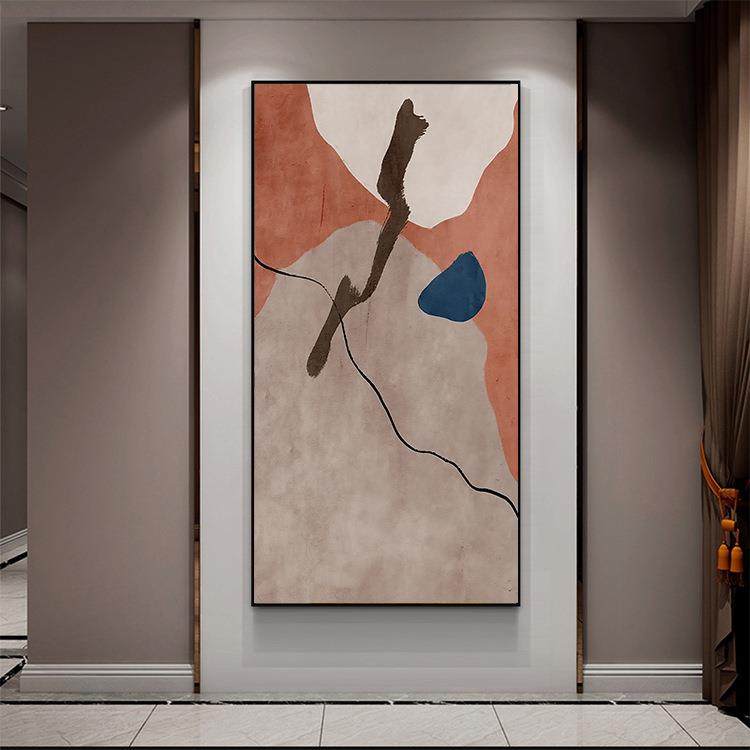 抽象现代过道玄关装饰画大幅客厅诧寂赤贫风落地挂画灰色墙壁画