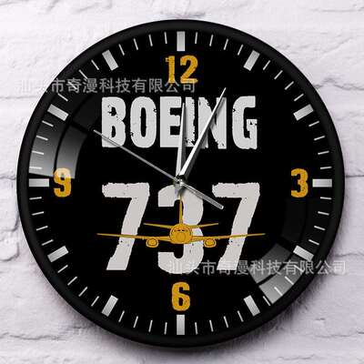 金属外壳挂钟波音737飞机意寓墙钟家居装饰BOEING737时尚时钟
