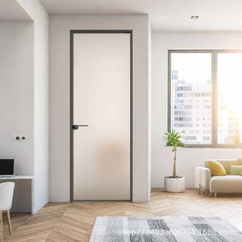 油砂玻璃门极窄边框隐形铝合金厨房门卫生间门浴室门平开门