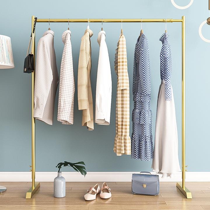 晾衣架落地折叠室内家用单杆晒衣架升降阳台升降加粗带轮地摊衣架