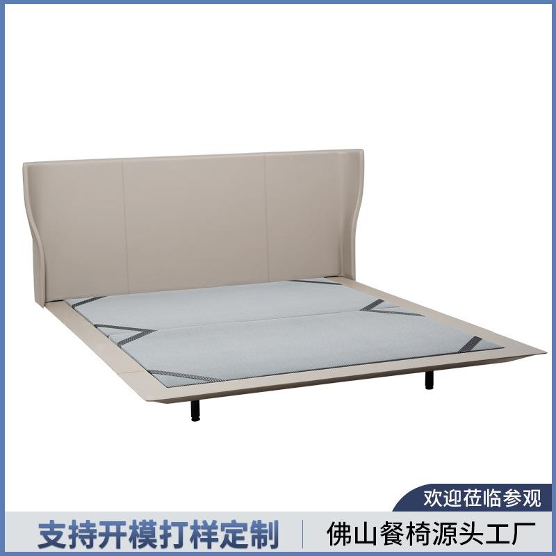 alys网红悬浮双人床意式极简轻奢马鞍皮爱丽丝真皮大床主卧室内