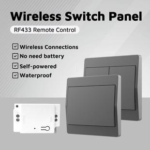 热销自发电免布线遥控开关86型家用双控多控翘板无线动能开关