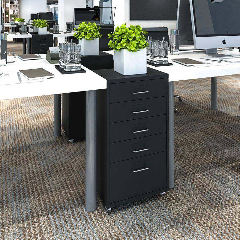 办公室资料档案文件柜抽屉移动储物柜收纳小矮柜活动柜钢制加厚