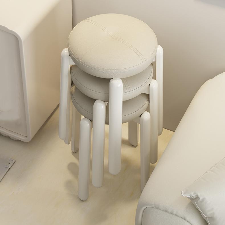 奶油风凳子化妆凳女生卧室梳妆台椅子现代简约家用可叠放实木加厚