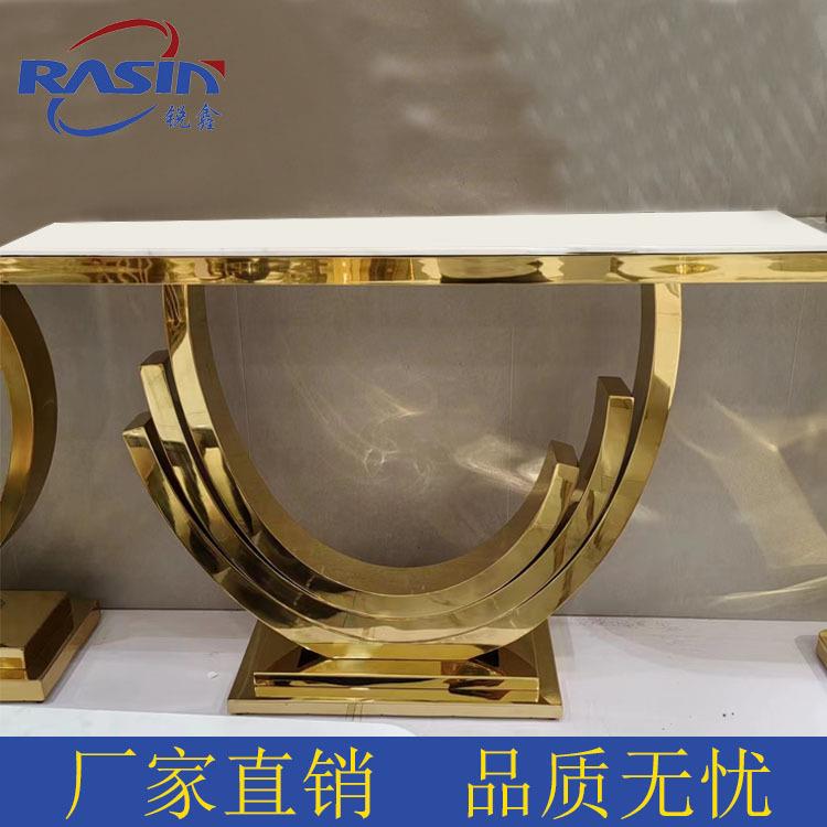 轻奢大理石玄关桌靠墙置物架现代简约入户玄关柜北欧不锈钢玄关台