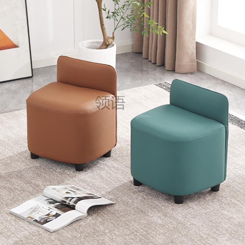 L彧2简约现代风格轻奢实木矮凳超纤皮软包舒适茶几凳小凳子高端高