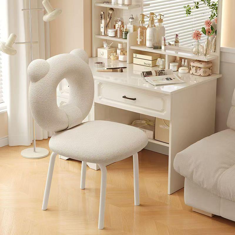 轻奢简约美甲店梳妆奶油化妆女生卧室家用梳妆台椅子靠背网红凳子