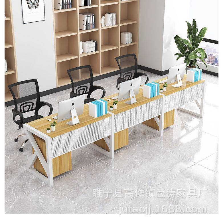 员工工作位双人3人位横排商业办公桌椅现代单人并排位台式电脑桌