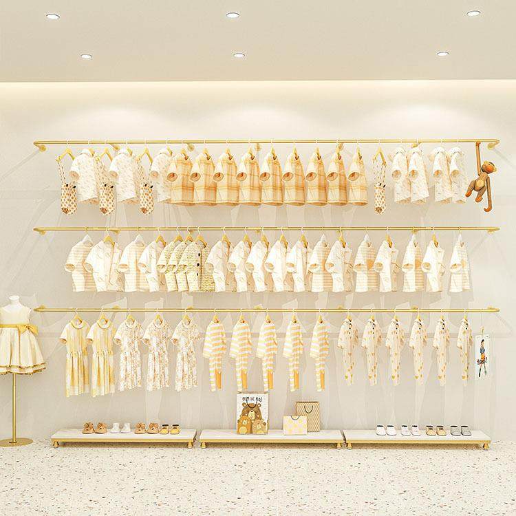 童装店上墙挂衣架母婴店壁挂式展示服装架商场金色陈列衣服货架子,3C数码配件,USB灯,淘宝优惠券,粉丝福利购,淘宝优惠卷