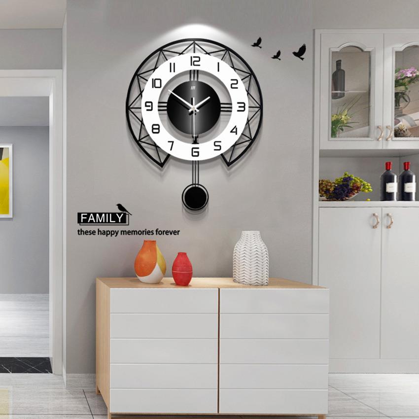 挂钟客厅静音家用表摇摆时钟时尚创意北欧简约挂表个性卧室石英钟