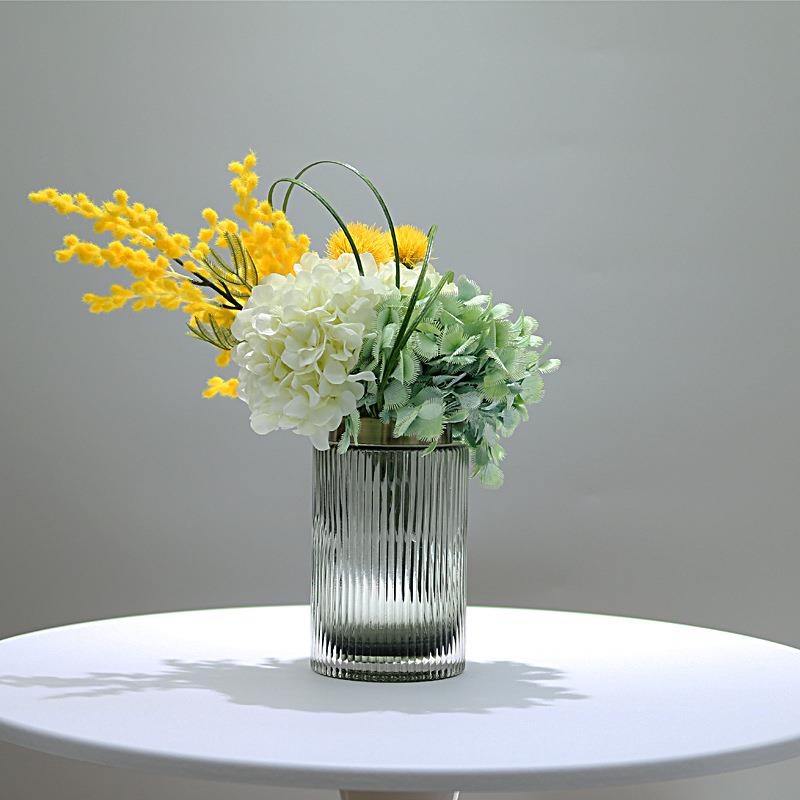 现代轻奢仿真花艺绿植玻璃插花器客厅餐桌售楼处桌面家居软装摆件