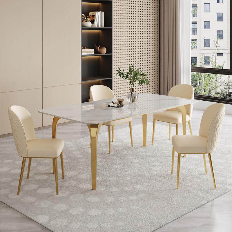 YZK餐桌岩板餐桌家用小户型饭桌轻奢现代简约长方形桌子不锈钢餐